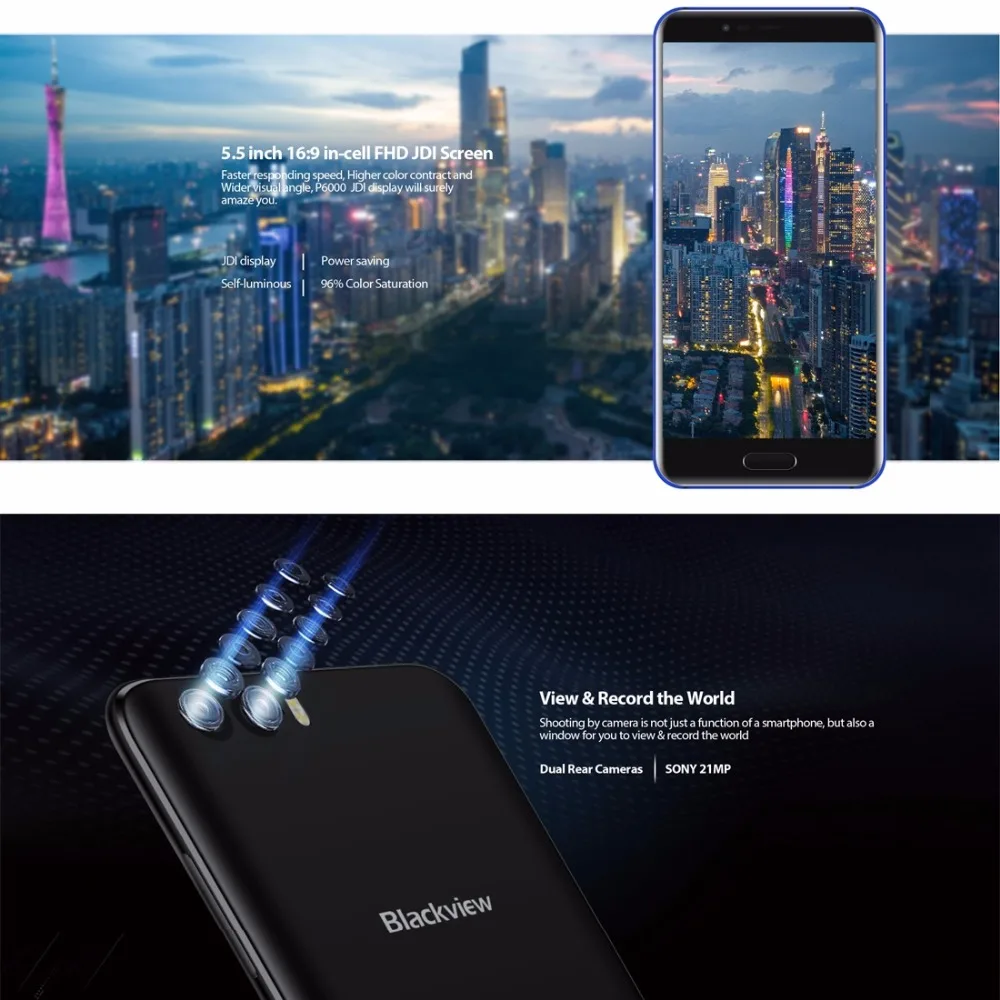 Blackview P6000 смартфон 5 &quot16:9 FHD Face ID Helio P25 octe core 6180 мАч 6 ГБ 4G B 21MP двойной камеры Android 7 1