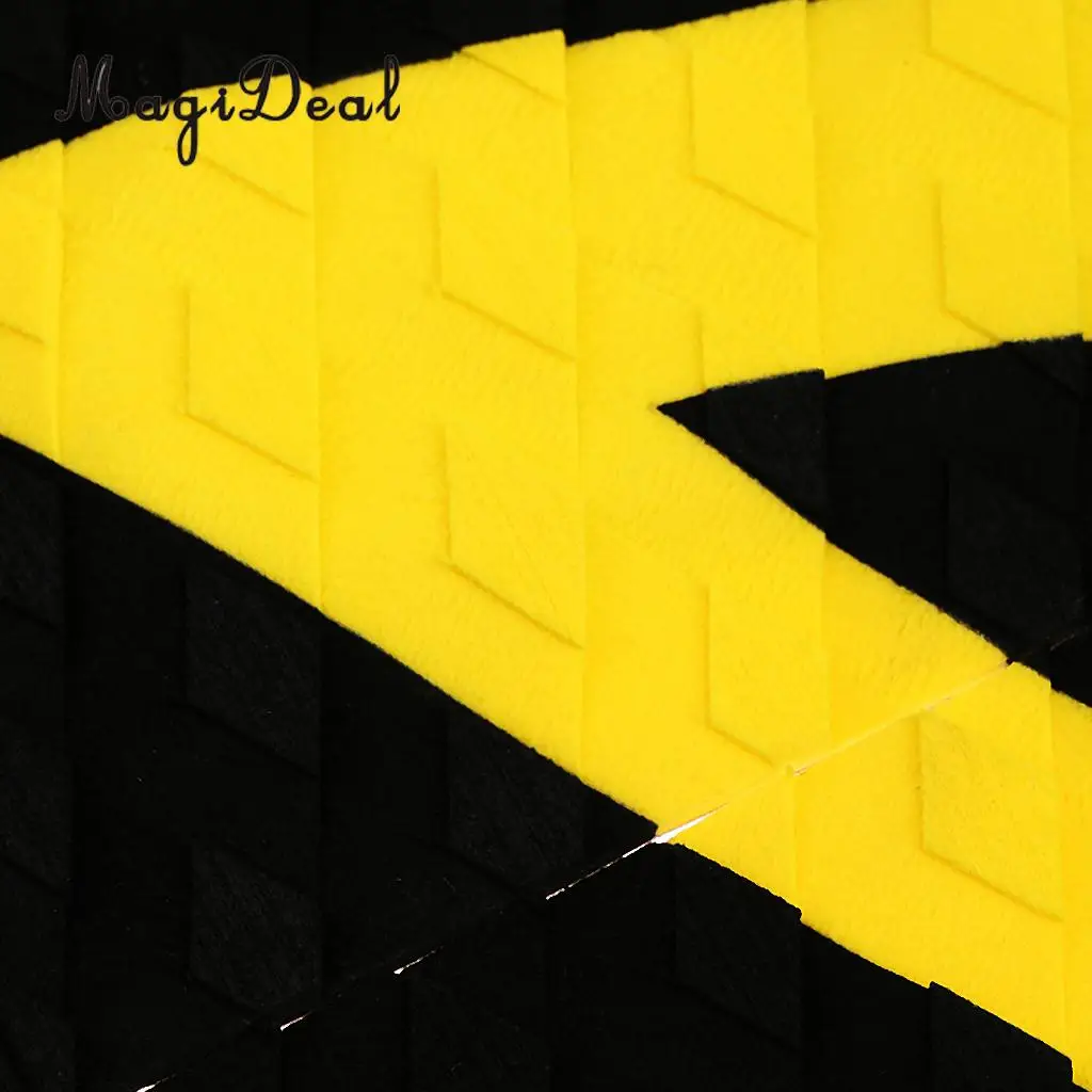 MagiDeal New Set of 3Pcs EVA Anti-Slip Surfboard Traction Tail Pads Surfing Surf Deck Grips Water Sports Accessory Yellow Black