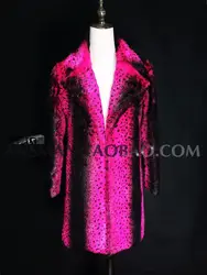 DS мужской ночной клуб певец и DJ Квон zhilong GD, тот же флуоресцентный розовый с леопардовым принтом пальто с мехом сценические костюмы VSTINUS