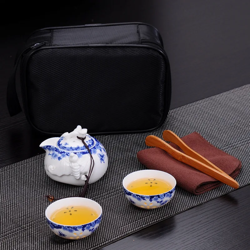 Chinese Kung Fu Teaware Sets Portable Travel Tea Set Ceramic Teapot Teaset Gaiwan Set Tea Cups Of Tea Ceremony Traveller Teaware - Цвет: 1