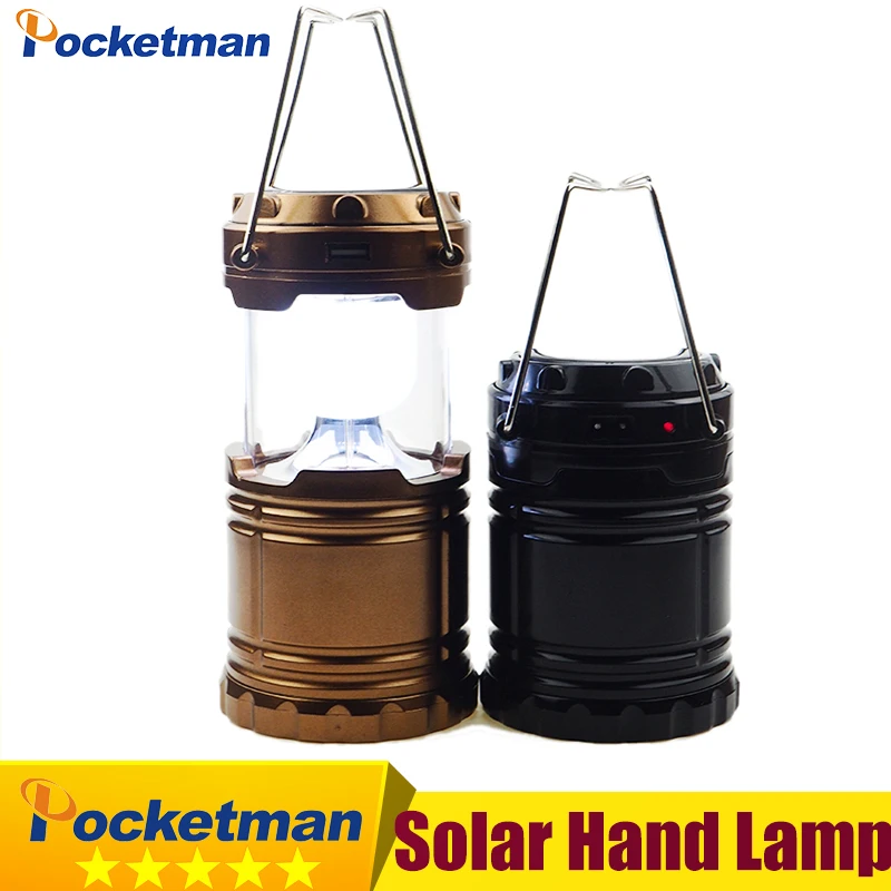 

Solar Camping Lantern Rechargeable Hand Lamp Collapsible Tent Lights 6 LEDs Water Resistant for Outdoor Lighting Hiking Camping