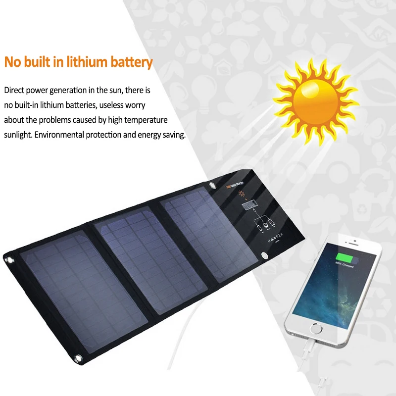 5 V 16 W складное портативное солнечное зарядное устройство панели для мобильного телефона Xiaomi двойной USB порт солнечная батарея Быстрая зарядка