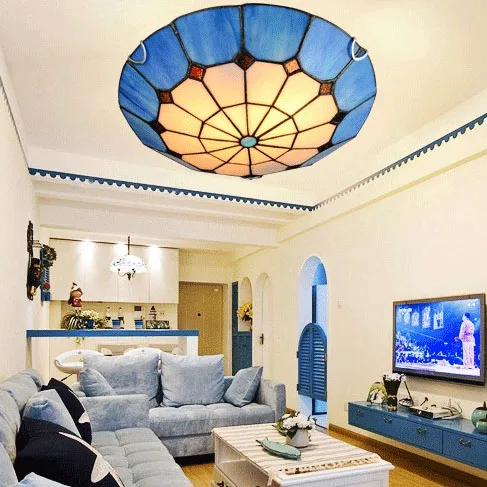 

Bohemia west Mediterranean Tiffany ceiling lamps cover the living room study bedroom lamp simple Aegean Sea