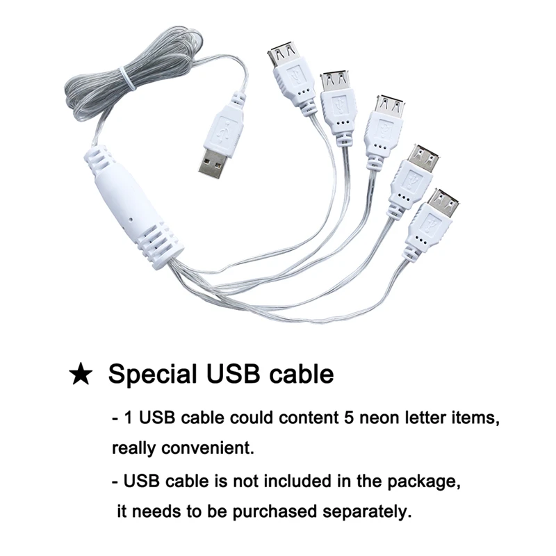 Ночник неоновый Алфавит лампа 1 * USB на 5 Женский для дня рождения свадьбы