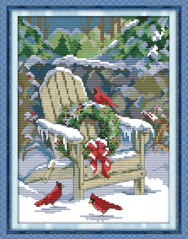 

Christmas snow cross stitch kit 14ct 11ct count printed canvas stitching embroidery DIY handmade needlework plus