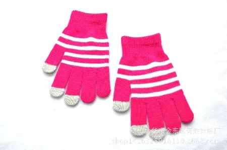 Зимние перчатки унисекс с сенсорным экраном для подростков, вязаные теплые перчатки с длинными пальцами для мальчиков и девочек, 6 цветов, шерстяные варежки, сохраняющие тепло, luvasCP2 - Цвет: CP10 fushia touch