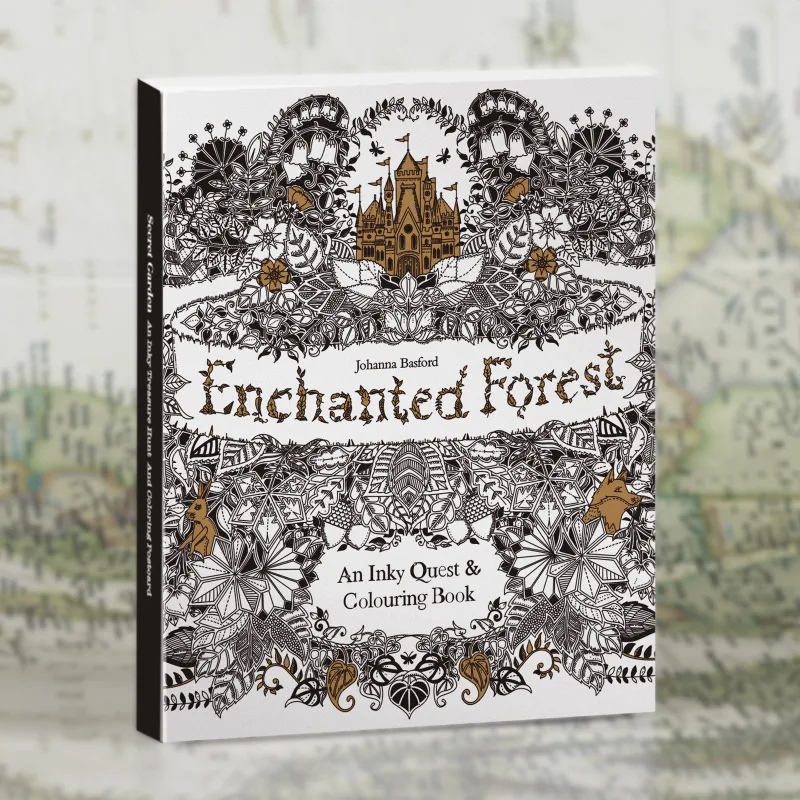 

30 Pages The English version of Enchanted Forest Gel Coloring Book color pencil painting graffiti decompression