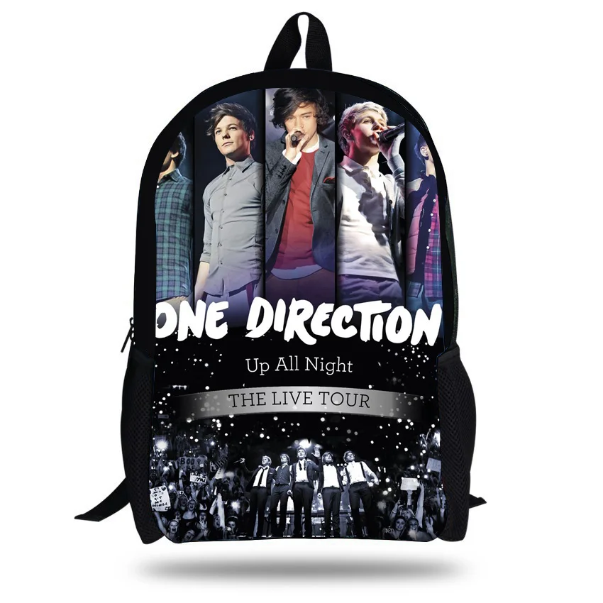 16-дюймовый Mochila школьный детский рюкзак 1D One Direction мешок школы для девочек для подростков, одежда для девочек и мальчиков, верхняя одежда с принтом «сумкой» Mochila Escolar Infantil