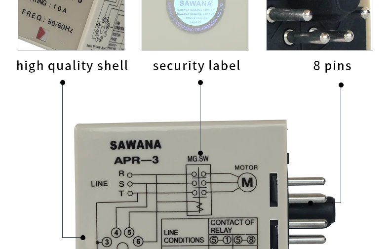 Реле разворота фазы REV предотвращающее реле 10A APR-3 AC380V AC220V реле защиты 8 контактный разъем база Реле