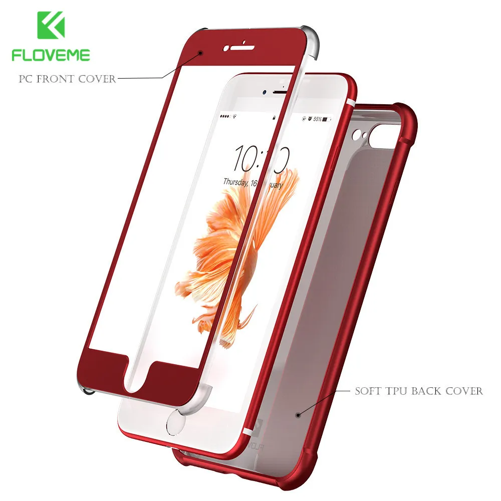 KISSCASE Luxury 360 Degree Case For iPhone 6 6s 7 Plus Full Protective Cases For iPhone 3
