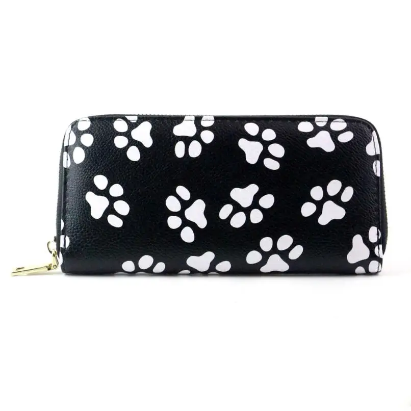 

Long Purse Wallet Women Black Bag Clutch Smiling Face Paw Purses Wallets Card Holder Handbag Girls Bolsa Feminina