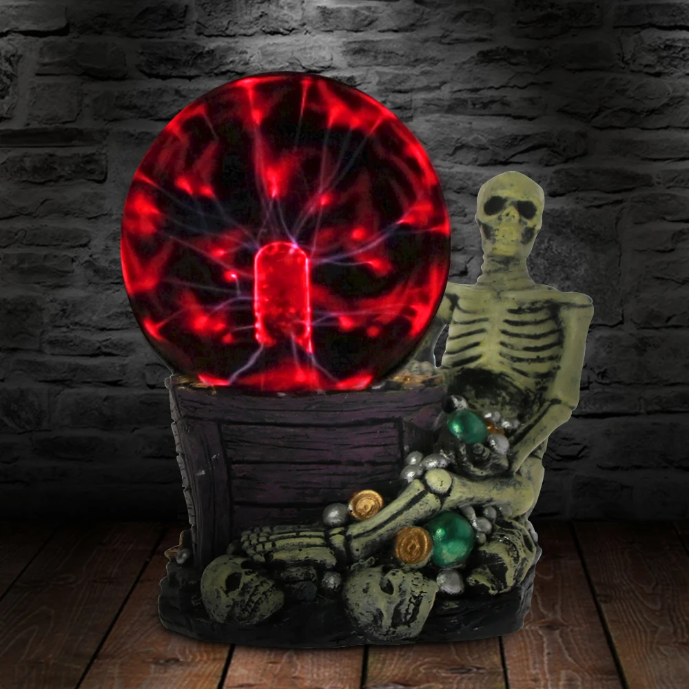 

Greedy Skull With Jewelry Desk Lamp Horror Lighting Plasma Skeleton Touch Sensitive Statue Desktop Decorative Lighting