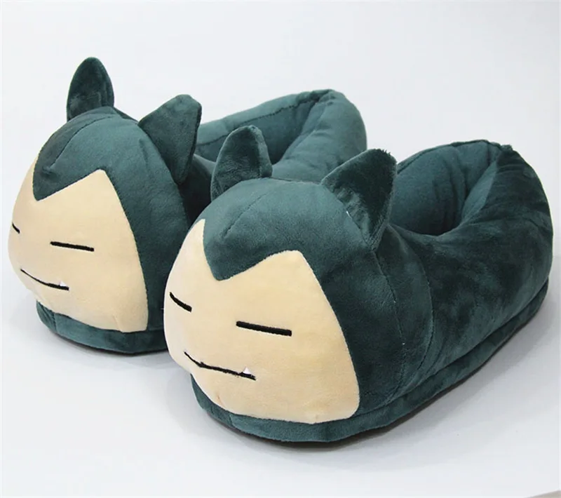 Плюшевые домашние тапочки с рисунком Pokemon Psyduck Snorlax Gengar Mudkip Зимние для взрослых