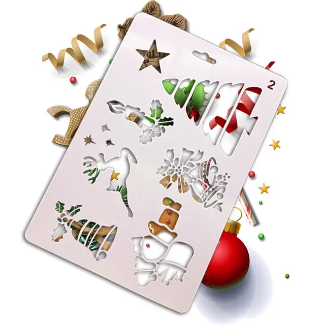 Us 109 Christmas Card Diy Stencil Christmas Tree Reindeer Santa Claus Painting Drawing Template Hollow Copy Drawing Stencil In Cutting Dies From