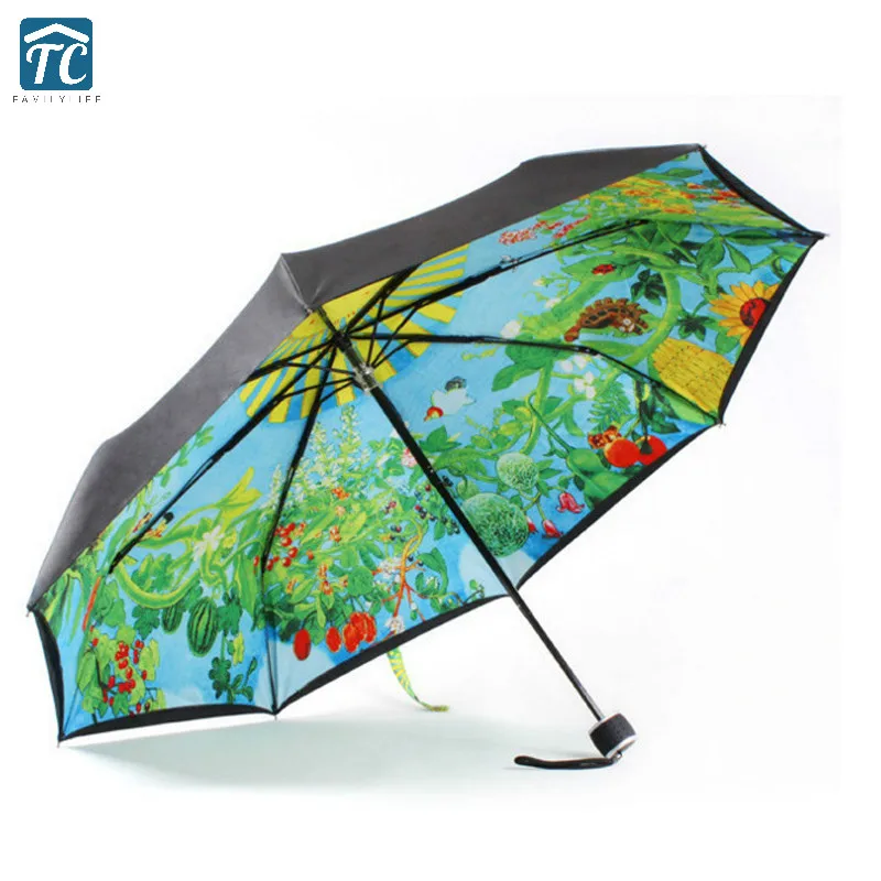 

Double-layer Totoro Children Three-folding Umbrella Sunscreen Windproof Anime Creative Waterproof Outdoor Protection Foldable