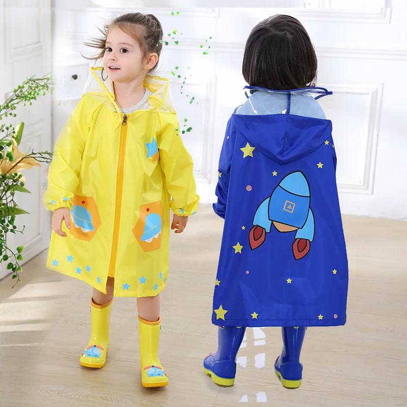 

2019 New Children Waterproof Coat Rain Snow Wear Boys Girls Kids Cartoon pattern Hooded Kids Baby Lovely Long Fashion Clothes