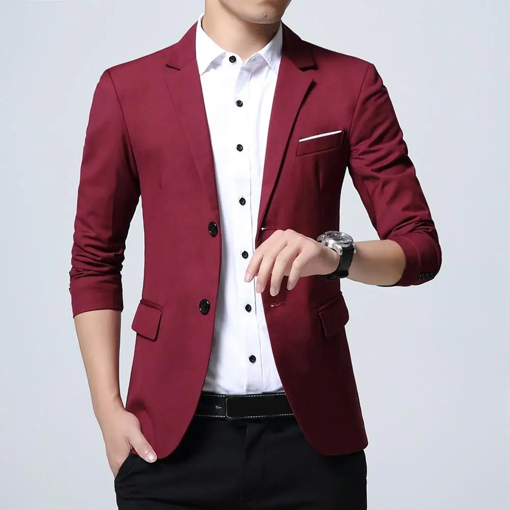 

Men's Fashion New Style One Button Suit For Self-Cultivation Pure Color Coat male 2019 spring autumn pocket custom business