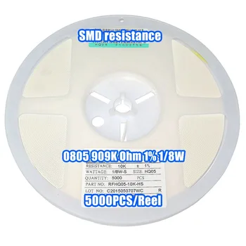 

1 Reel 0805 909K 909K Ohm 1% 1/8W SMD Resistance 5000PCS/Reel