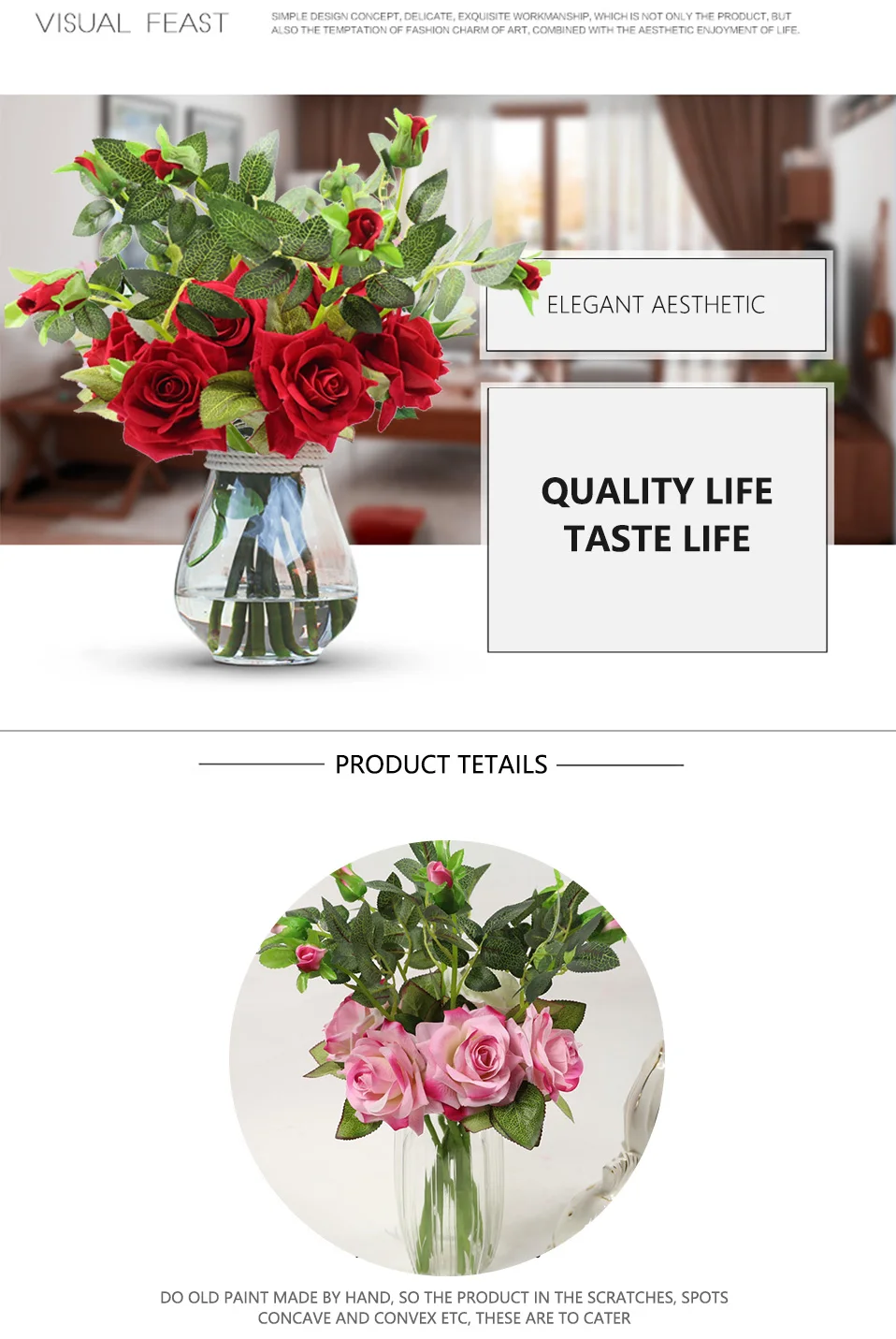 Large Artificial Flowers Roses For Wedding Party Table Home Decoration Real Touch Silk Flowers Bunches Fake Flowers Bouquet (5)