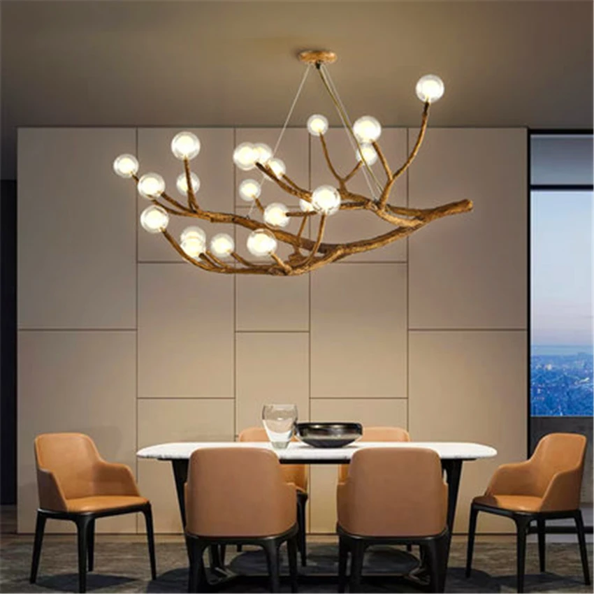 

Nordic Vintage LED Chandelier Lighting Design Light Glass Resin Branch Pendant Lamp Ceiling Lamparas Lustre Art Kitchen Fixtures