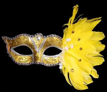 

50pcs / lot masquerade feather sexy mask women half face multi color princess mask halloween feather mask