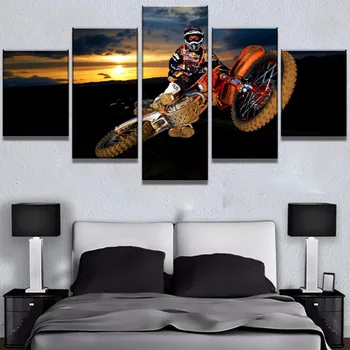 

5 Panel Canvas Art Motocross Car Sport Poster Cuadros Decoracion Paintings on Canvas Wall Art for Home Decorations Wall Decor