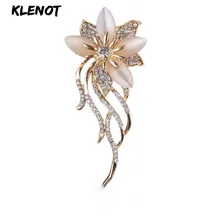 Элегантная Цветочная брошь в форме цветка из горного хрусталя Булавки Свадебный букет кошачий глаз опал камень цветок булавки броши для женщин вечерние ювелирные изделия