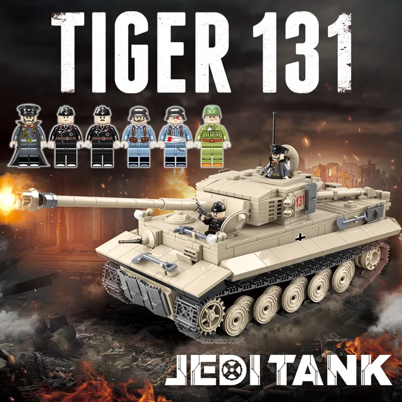 Military German King Tiger 131 Tank Building Blocks Legoingly WW2 Army Soldier Weapon 1018 Pcs Bricks Kits Education Toys for Bo