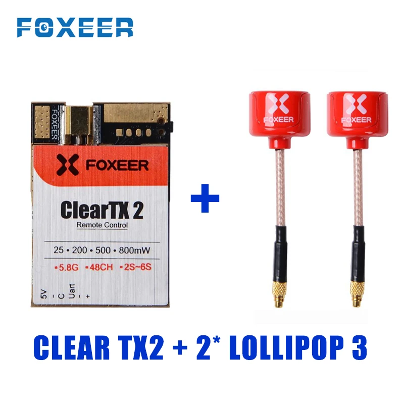 

Foxeer ClearTX 2 5.8G 48CH 25/200/500/800mW Uart Remote Control VTX FPV Transmitter MMCX With Pagoda PRO & Lollipop 3 & Camera