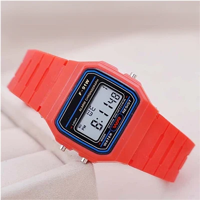 TMC#493 ДИЗАЙН простые розовые детские электронные часы силиконовый ремешок для мальчиков и девочек электронные часы Горячая Montre Enfant - Цвет: Красный