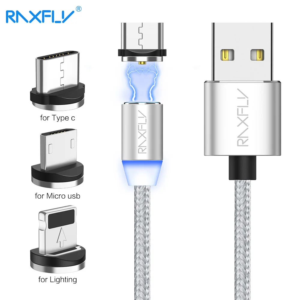 

RAXFLY Magnetic Cable Micro USB Type C Cable For Xiaomi Redmi Note 7 Magnetic Charging USB Cable For iPhone X XS Magnet Charger