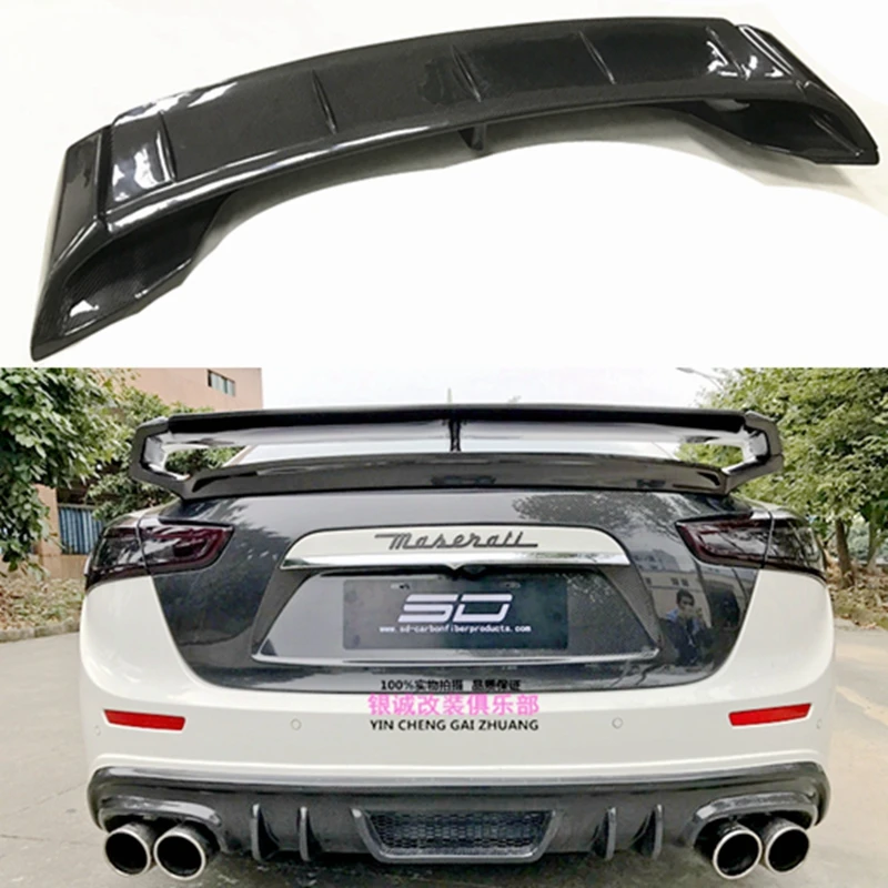 

For Maserati Ghibli carbon fiber and FRP unpainted rear spoiler rear luggage wing GT style for Ghibli Carbon rear spoiler 2014 +