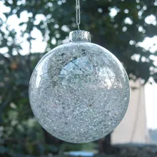 Диаметр = 8 см 16 шт./упак. стеклянный Рождественский шар с внутренним стеклянным чипом Декоративная Прозрачная Стеклянная Глобус Рождественское украшение