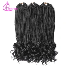 Утонченные вязанные крючком волосы коробка кудрявые концы косы низкая температура Синтетические косички наращивание волос черный коричневый бордовый 22 пряди