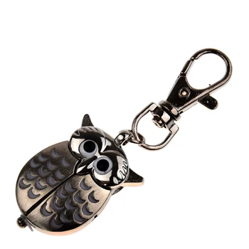 

Owl Pocket Watch with Key Chain 40 x 25 mm Silver-Color