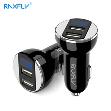 RAXFLY Digital Dual USB Car Charger For iPhone 7 6 Xiaomi Phone Charger 5V/2.4A Car USB Charger For SamsungS9 Smart Car Charging