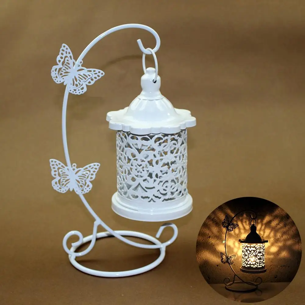 1pc Vintage Iron Hollow Butterflies Candle Holder Stand Bracket Home