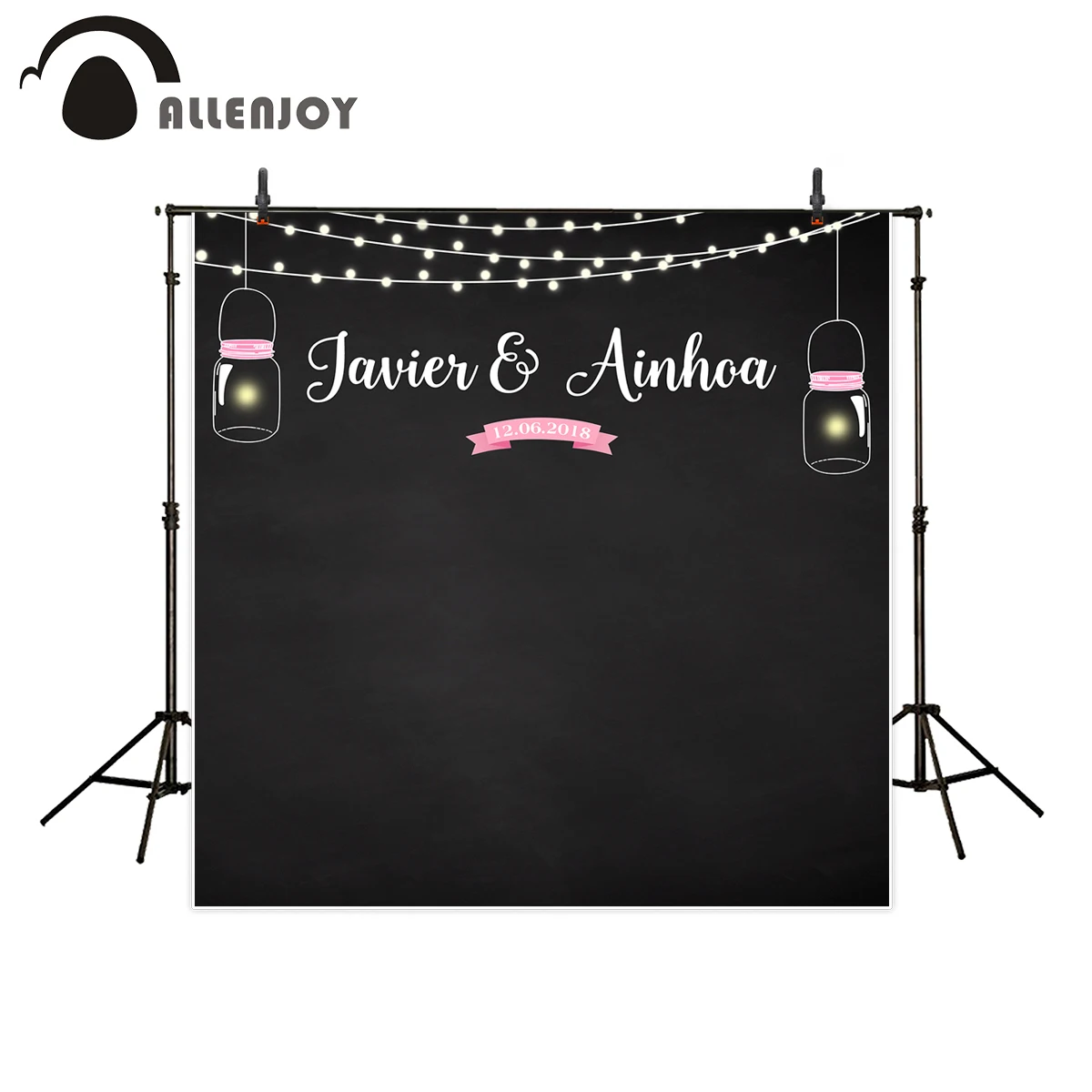 

Allenjoy backgrounds for photography studio black shiny firefly pink Banner wedding customize backdrop photocall original design