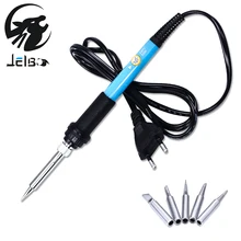 Jelbo 220V 60W Adjustable Temperature Electric Soldering Gun 5PC Solder Tips EU Plug Soldering Iron Set Welding Repair Hand Tool