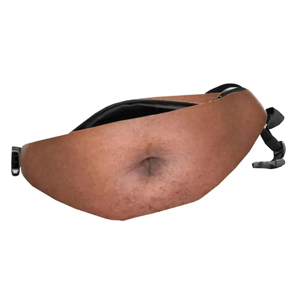 Mounchain Men Father Funny Xmas Gift 3D Print Fake Belly Waist Bag Splash-proof Nylon Pocket | Спорт и развлечения
