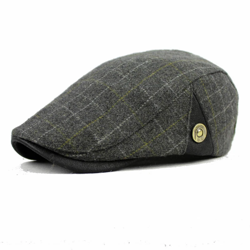 black wool driving cap