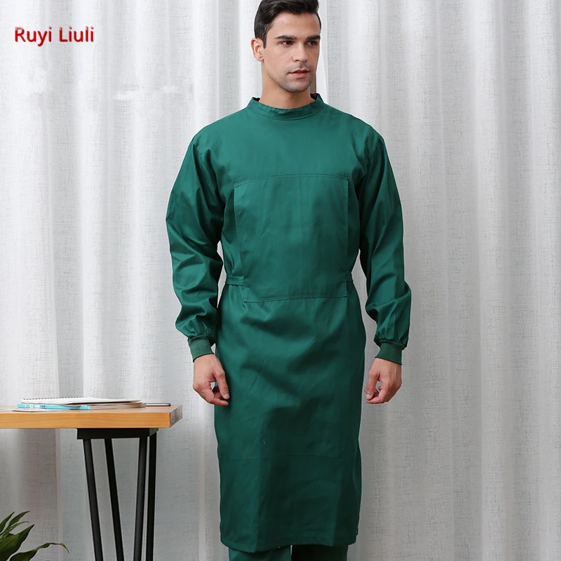 Больничный медицинский хирургический халат с длинным рукавом высокого качества для женщин и мужчин, хирургическое лабораторное пальто, Рабочая Униформа для салона красоты-Ruyi Liuli