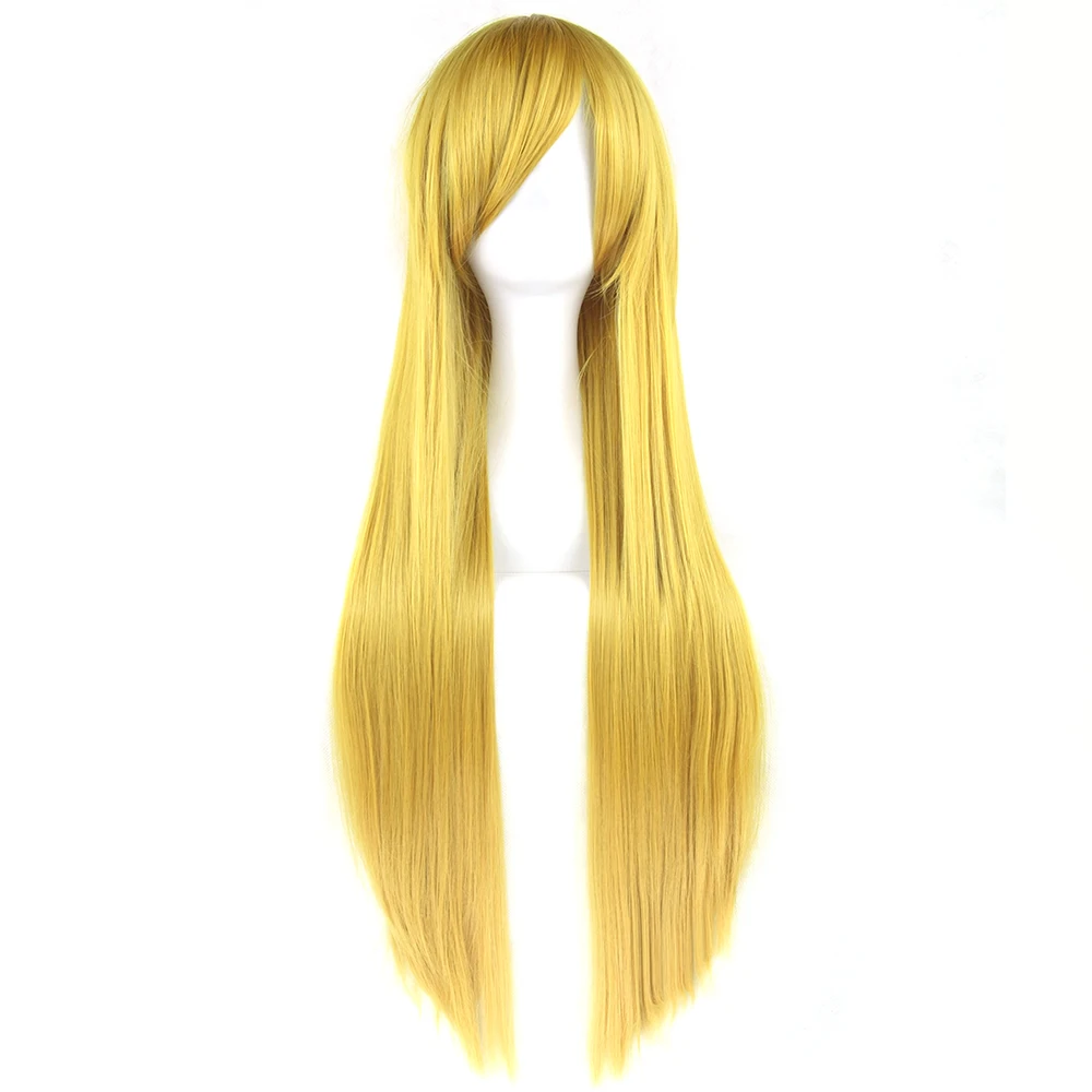 

Soowee 24 Colors 80cm Long Women Synthetic Hair Cosplay Wig Heat Resistant Yellow Gray Straight Party Hair Wigs
