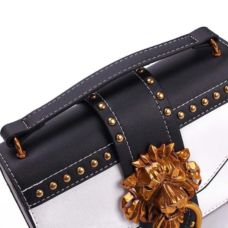 Модная металлическая Львиная головка, маленькая квадратная сумка на плечо, сумка через плечо, посылка через плечо, клатч, Женский дизайнерский кошелек, сумки, Bolsos Mujer