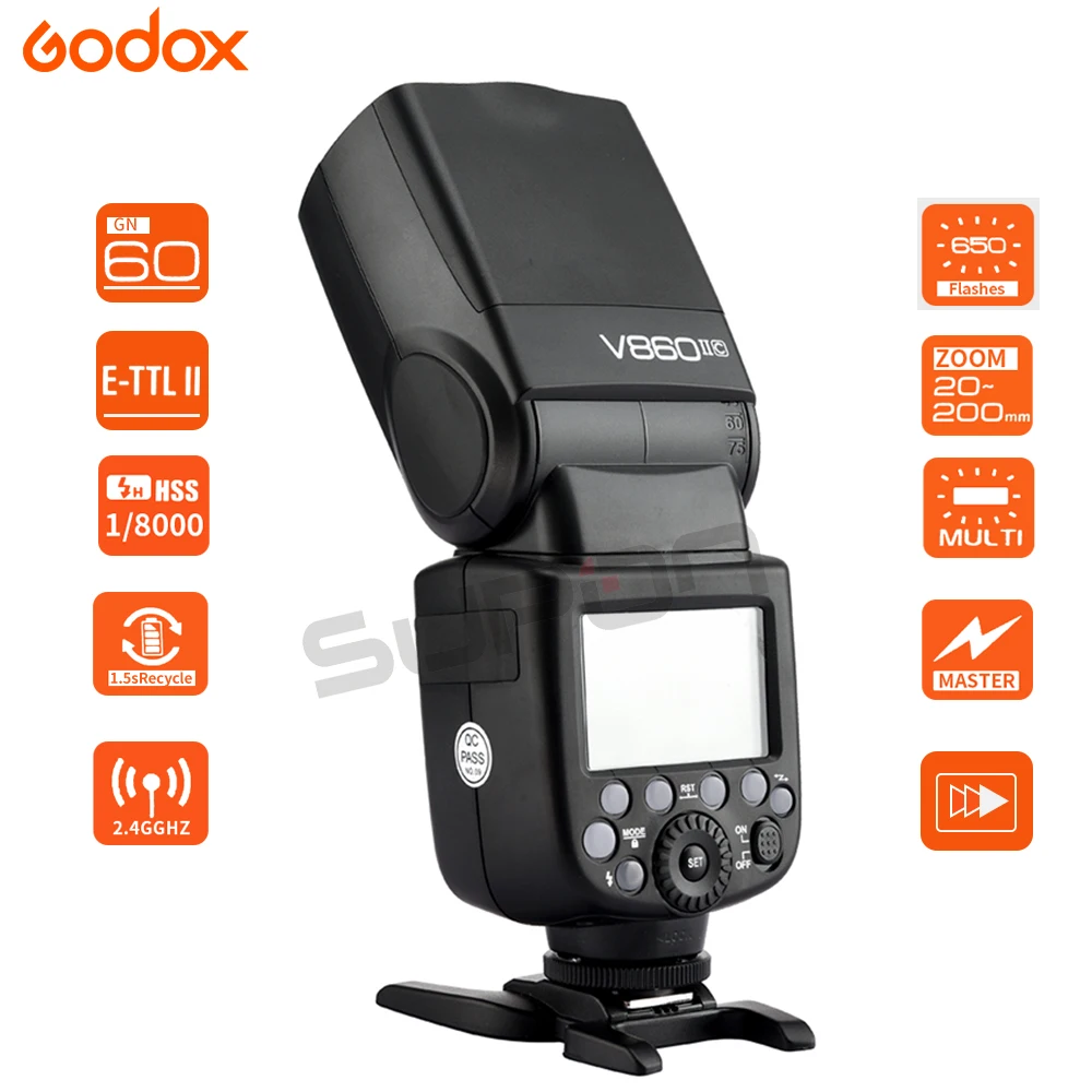 Godox Вспышка V860II Li-Батарея E-TTL вспышка для фотокамер Speedlite HSS 1/8000s Bateria Камера синхроконтакта разъем для внешней вспышки типа V860IIC+ XIT-C+ подарочный набор для Canon DSLR