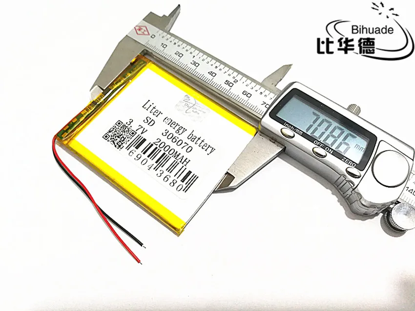 

Free Shippin 3.7V lithium polymer battery 306070 036070 GPS screen 2000MAH handwritten books
