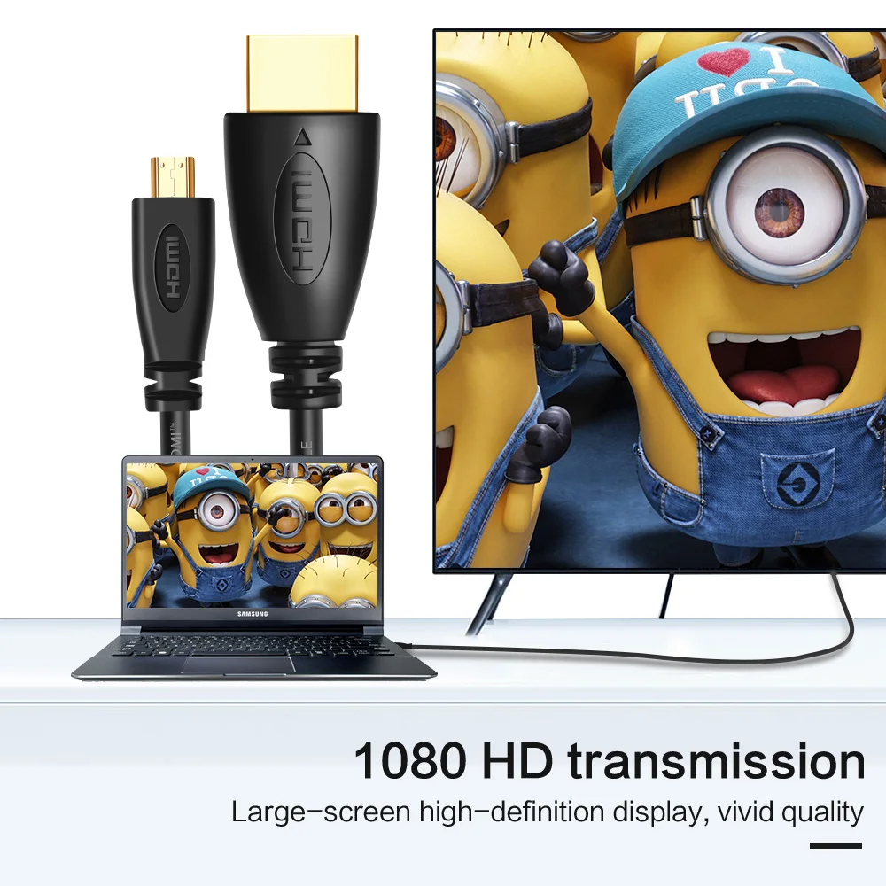 1,4 1080P микро HDMI к HDMI позолоченный HDMI разъем для HDTV проектора мобильного телефона плоская камера 1 м 1,5 м 1,8 м 3 м 5 м