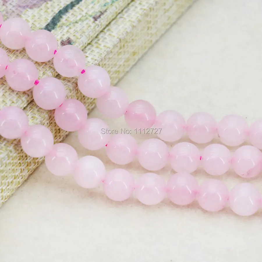 

8mm Hot Sale Craft Chalcedony Loose DIY Beads Natural Stone New Jewelry Making Pink Crystal Round Beads Girls Women Gifts 15inch