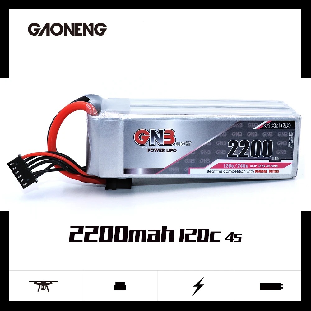 Gaoneng GNB 2200mAh 4S1P 14,8 V 120C/240C Lipo батарея с разъемом XT60 для FPV Дрон Квадрокоптер вертолет БПЛА RC запчасти