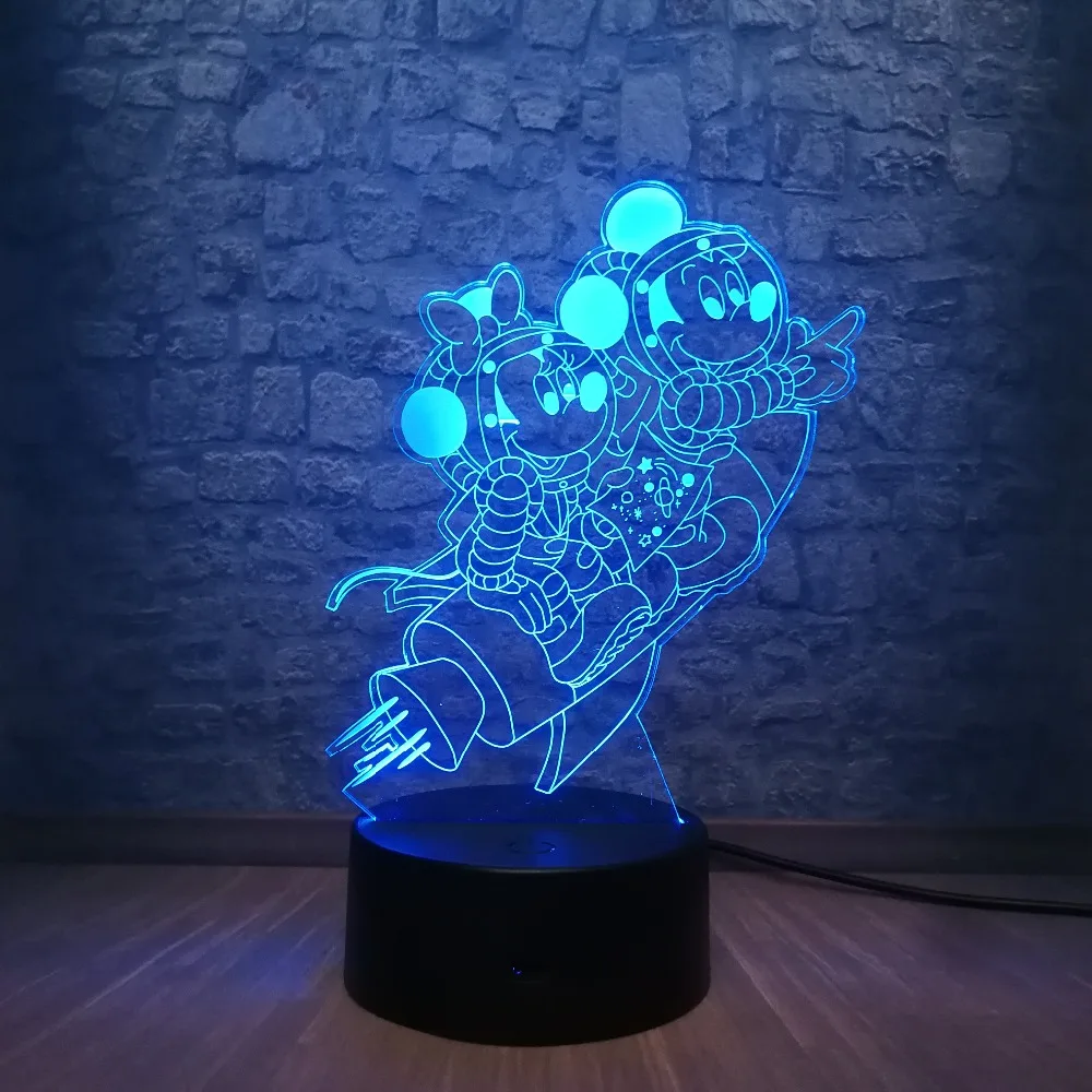 

3D Lamp Cartoon Mickey Mouse Minnie Friends by rocket LED Night Light 7 Color Change USB Base Christmas Decorative Kid Gift Toy